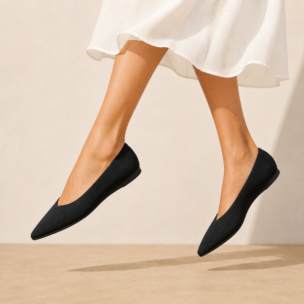 VIVAIA Aria 5° Pointed Toe Ballet Flats Machine Washable Comfort EU 38 US 7